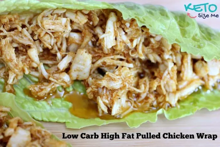 Keto Pulled Chicken Wraps in Romaine Lettuce Leaf