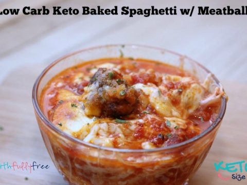 keto spaghetti squash spaghetti in a bowl with meatballs