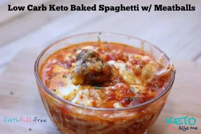 keto spaghetti squash spaghetti in a bowl with meatballs