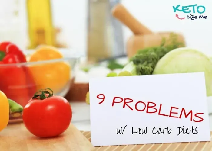 vegetables and a place marker with text 9 problems with low carb diets