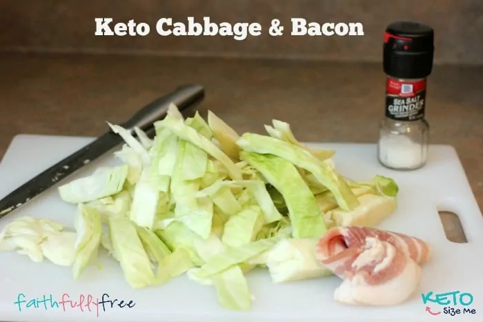 Keto Cabbage With Bacon Lunch Recipe- Something this simple to make shouldn't taste SO good! Low carb delight, get your fat and your veggies with this quick and simple lunch recipe. Bacon and cabbage with coconut oil. | ketosizeme.com