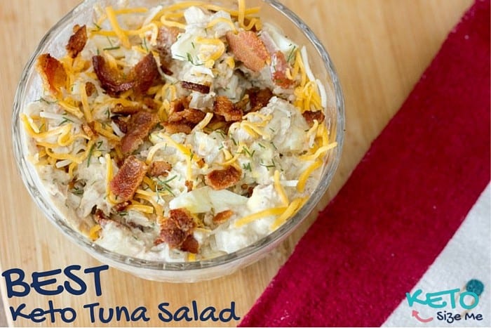 Keto Tuna Salad with Bacon and Dill! Ketogenic Diet Recipes for foodies. Low Carb High Fat Recipes with Tuna! You will LOVE this recipe.| ketosizeme.com