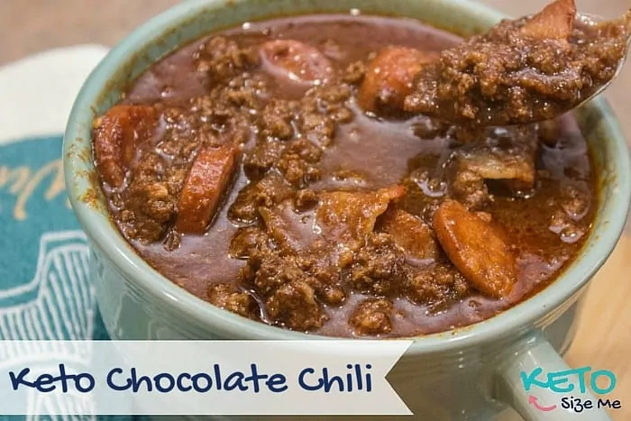 Keto Chocolate Chili in a mug with spoon