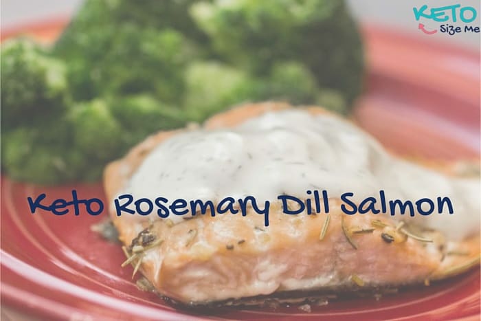 Keto Rosemary Dill Salmon on a plate with broccoli