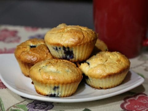 Keto Lemon Blueberry Muffins with coffee