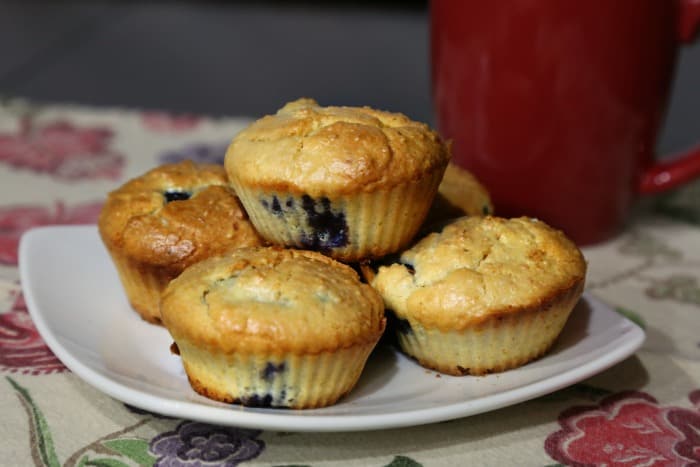 Keto Lemon Blueberry Muffins with coffee