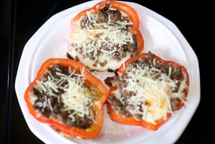 bell pepper rings with meat and cheese