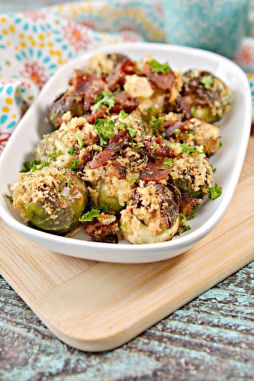 delicious plate of Brussels sprouts 