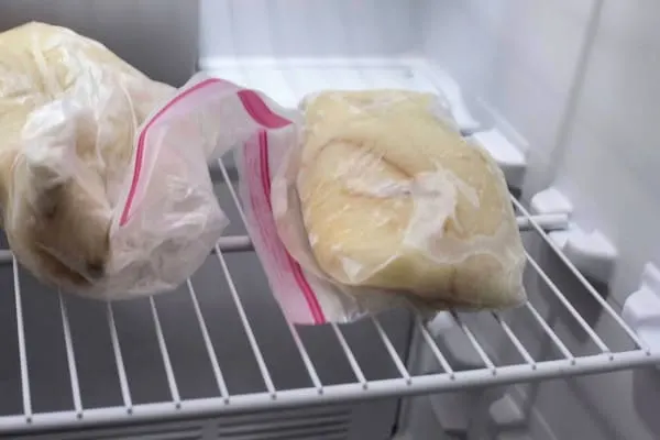 freezer burnt fish in a ziploc bag in the freezer